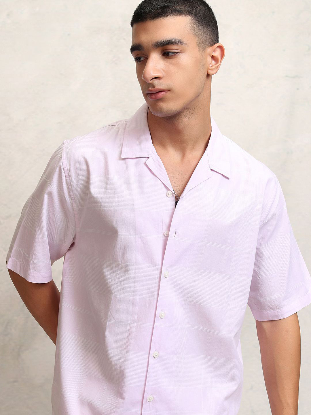 HIGHLANDER Men Textured Horizontal Striped Patterned Relaxed Fit Shirt