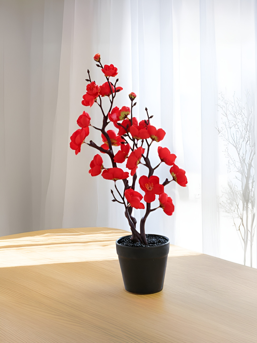 The Better Home Red Blossom Artificial Plant With Pot