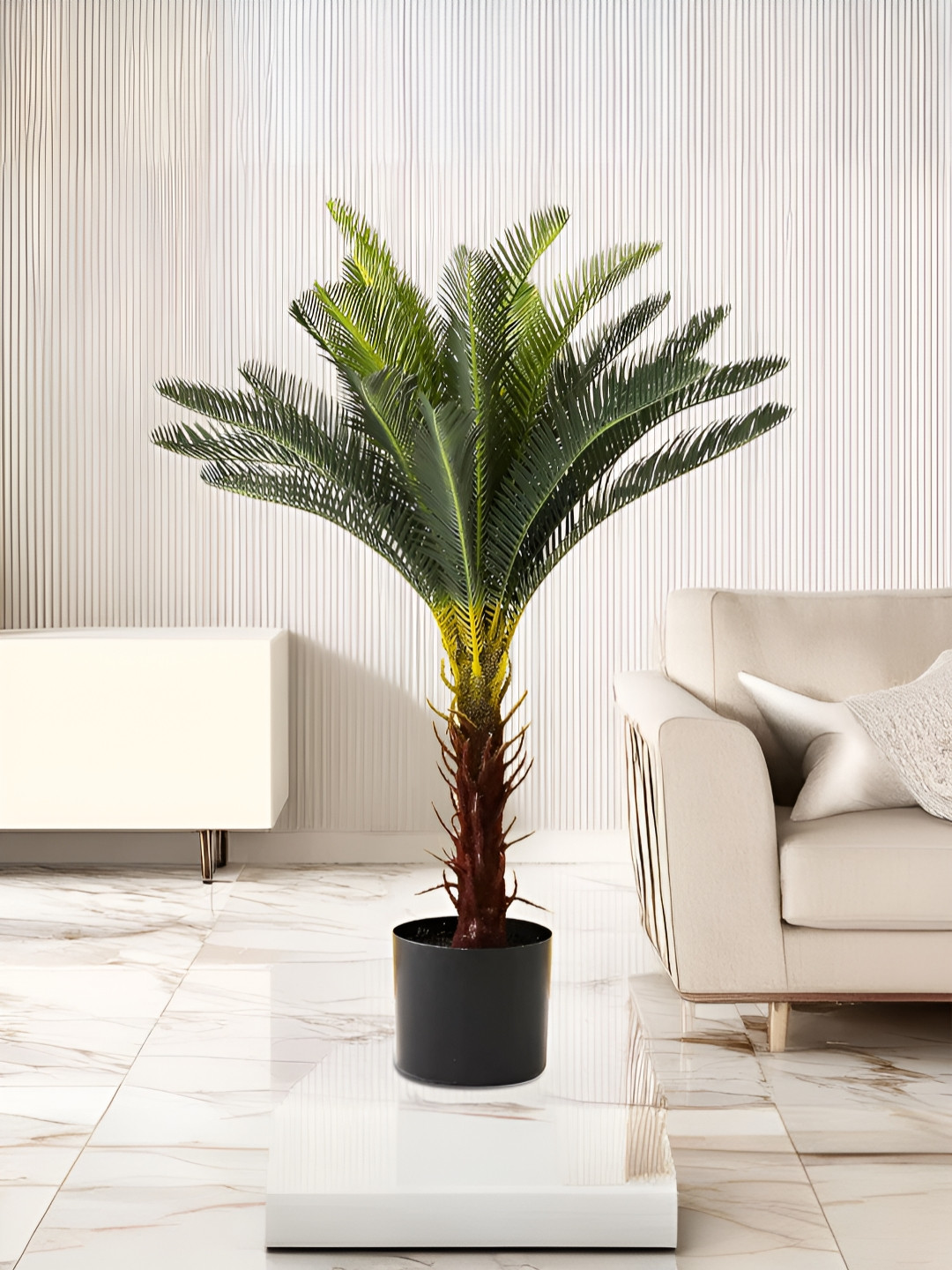 The Better Home Green Artificial Sago Cycas Plant With Pot