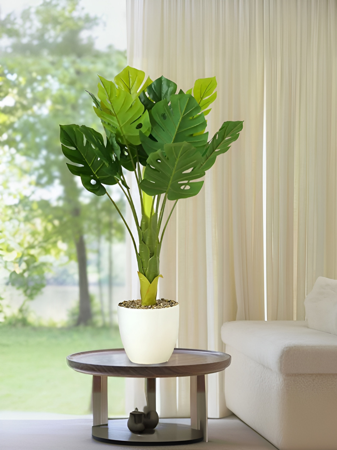 The Better Home Green & White  Artificial Plants With Pot