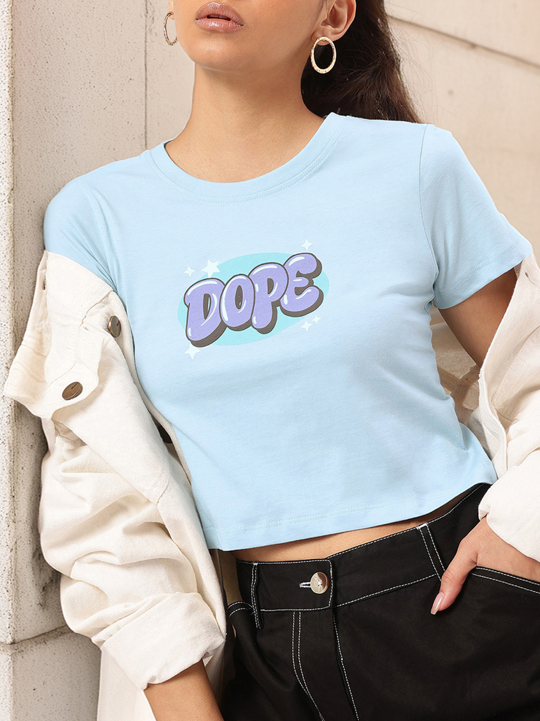 DressBerry Printed Crop Baby Tee