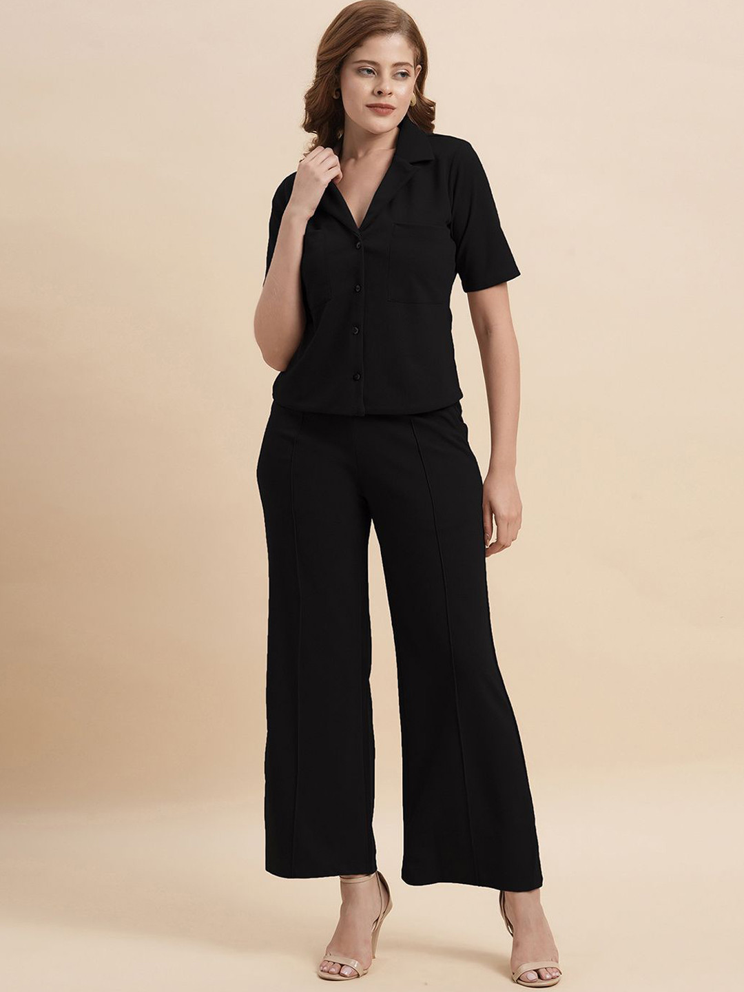 Selvia Lapel Collar Shirt With Trouser