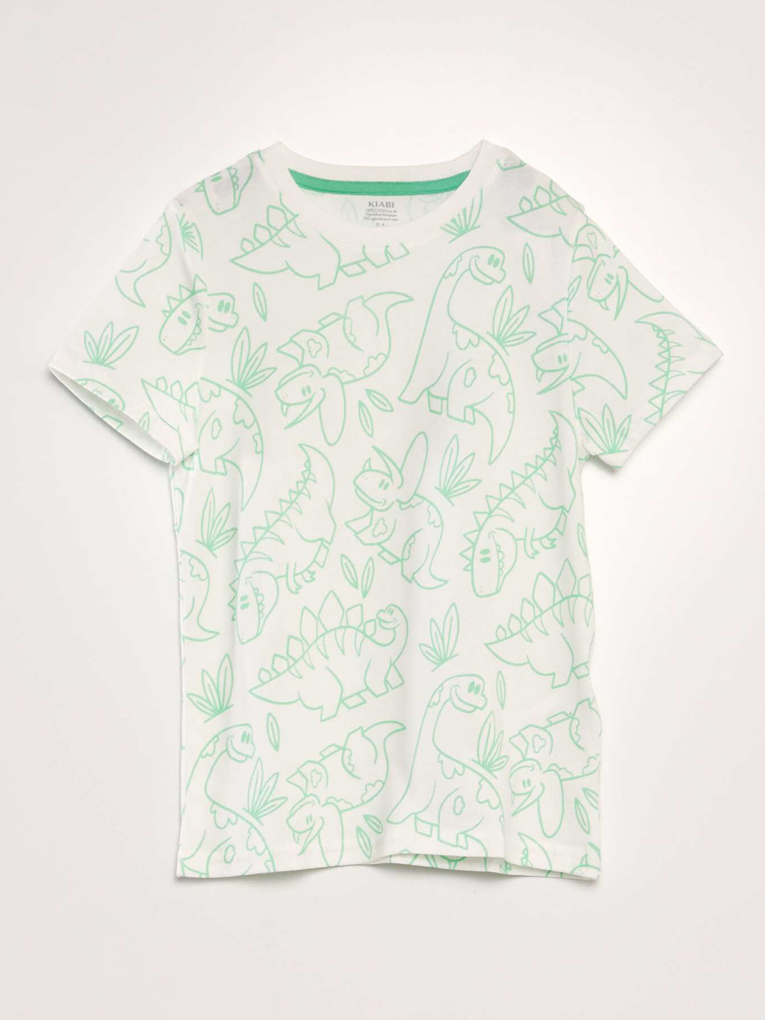 KIABI Boys Printed Raw Edge Round Neck T-shirt