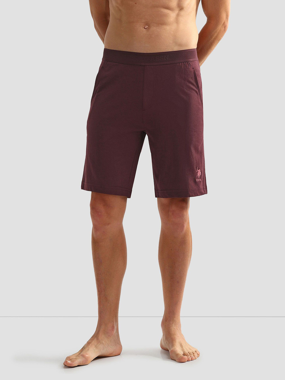U.S. Polo Assn. Men Solid Mid-Rise LS001 Lounge Shorts