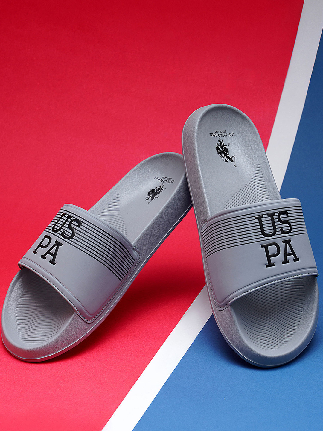 U.S. Polo Assn. Men BEESLEY Brand Logo Printed Sliders