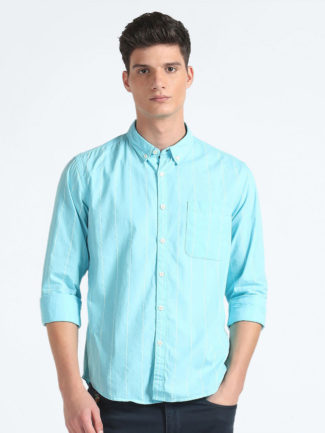 Flying Machine Men Micro Checks Opaque Casual Shirt