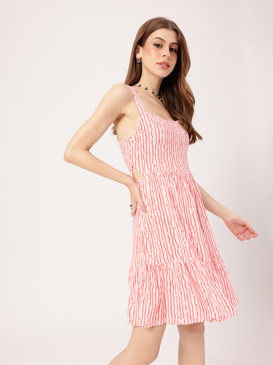 DressBerry Shoulder Straps Cut-Out A-Line Dress
