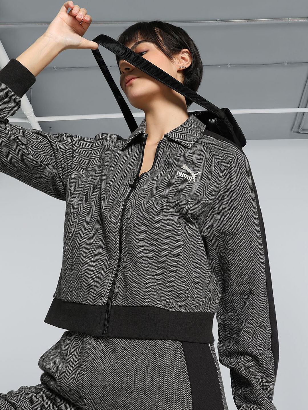 Puma Women T7 Printed Cotton Relaxed Fit Track Jacket