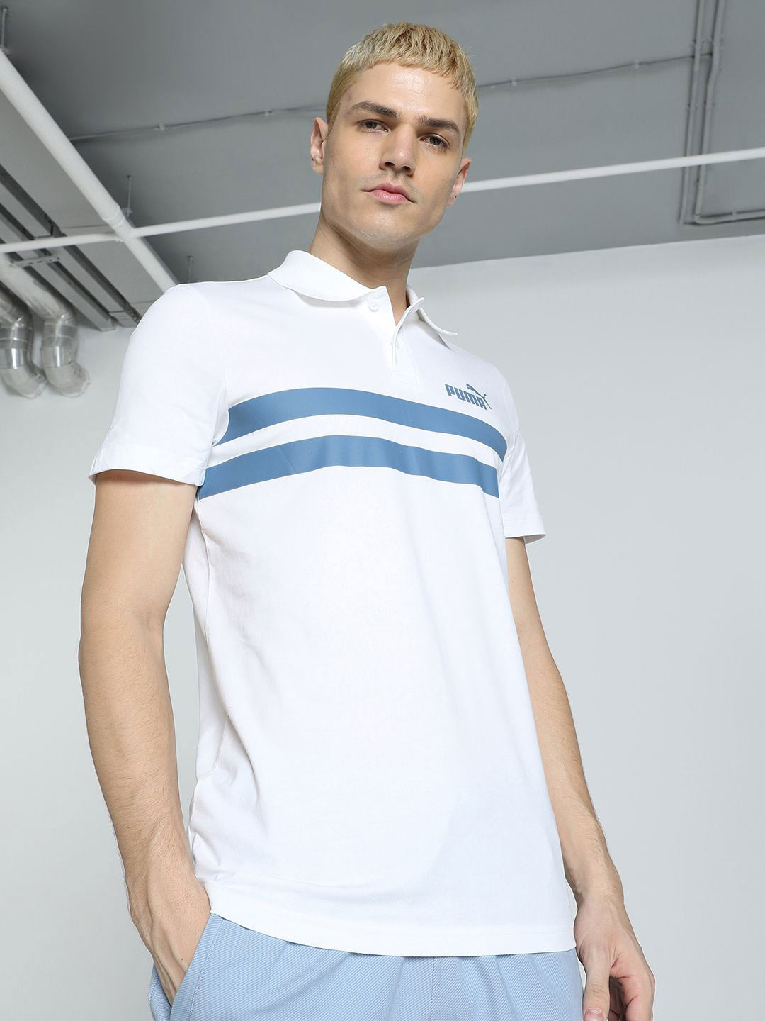 Puma Men's Striped Slim Fit Polo