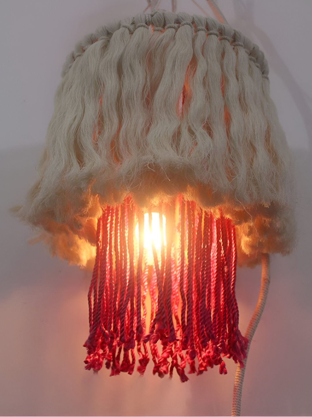 VAH Kya Bat Hai !! White & Pink Textured Contemporary Bell Shaped Night lamp With Bulb