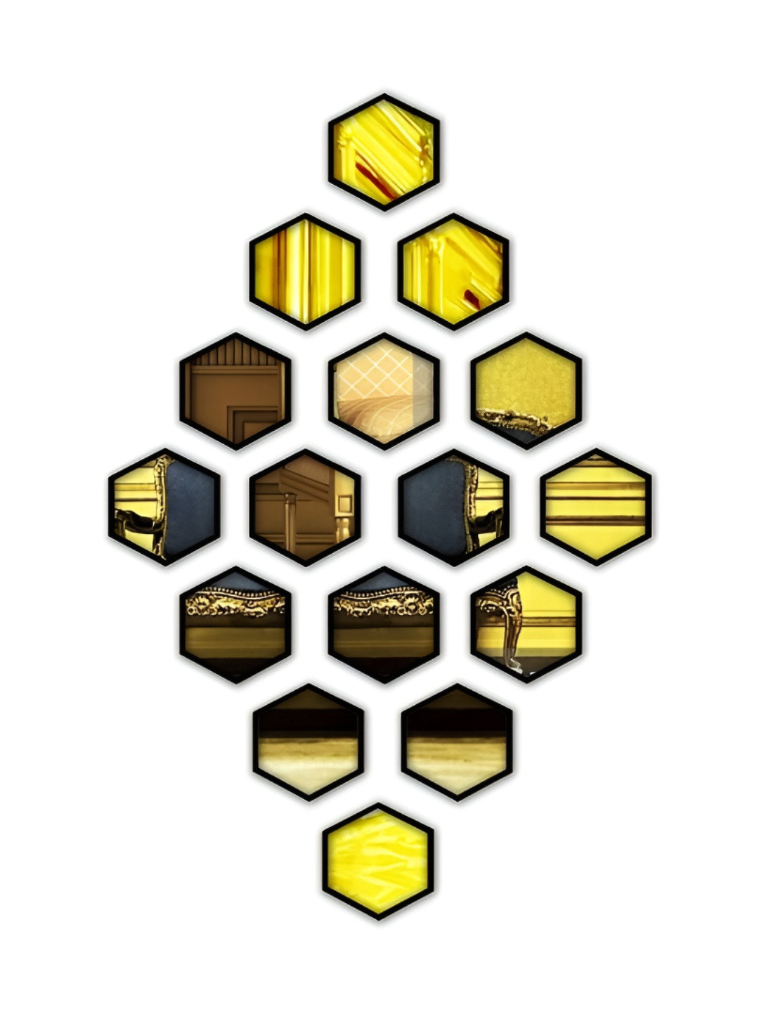 VAH Kya Bat Hai !! Black & Gold Toned 16 Pieces Hexagonal Wall Framed Stickers