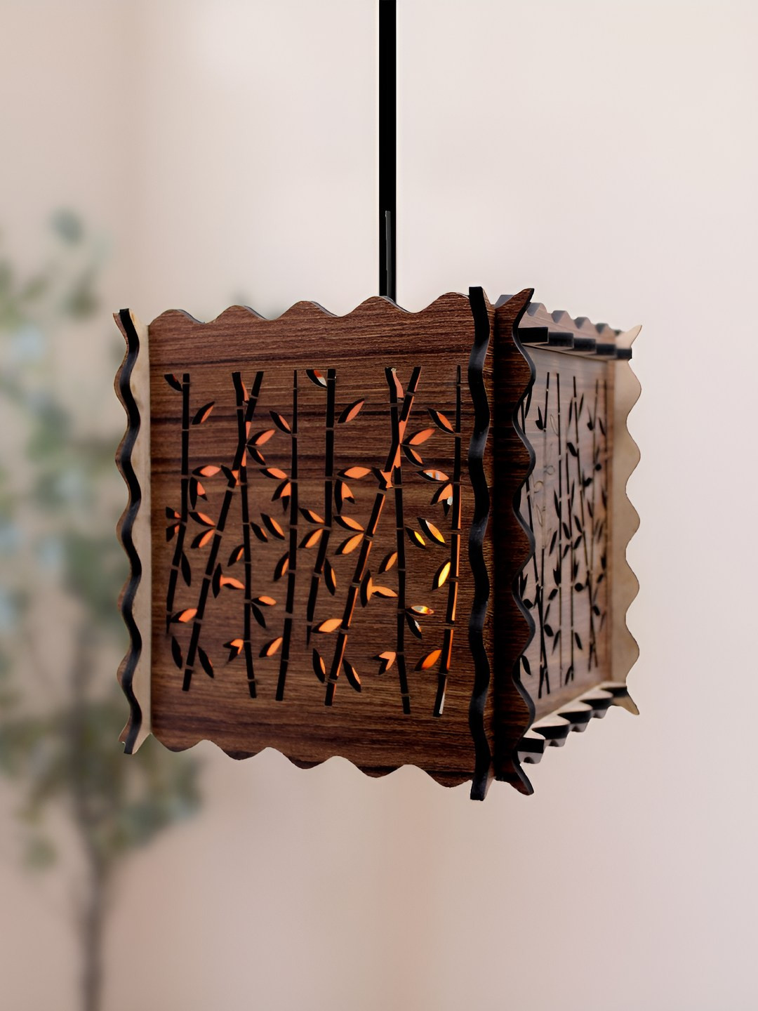 VAH Kya Bat Hai !! Brown Wooden Natural Tree Design Ceiling Lamp