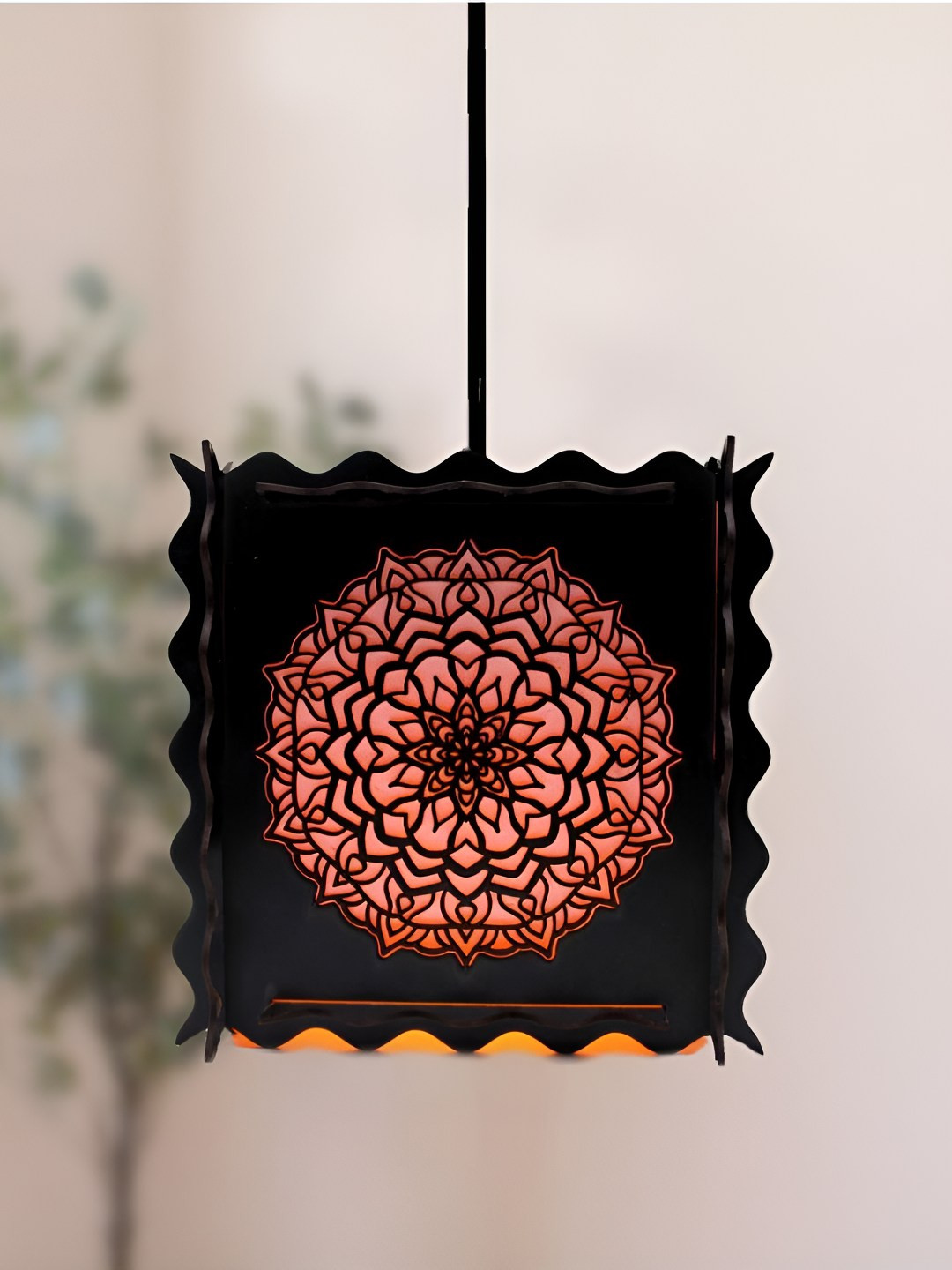 VAH Kya Bat Hai !! Black & Pink Wooden Ceiling Lamp
