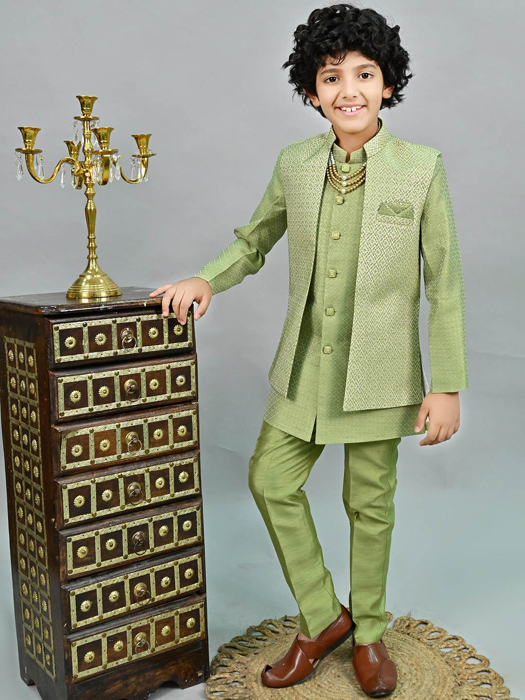ahhaaaa Embroidered Kids-Boys Sherwani