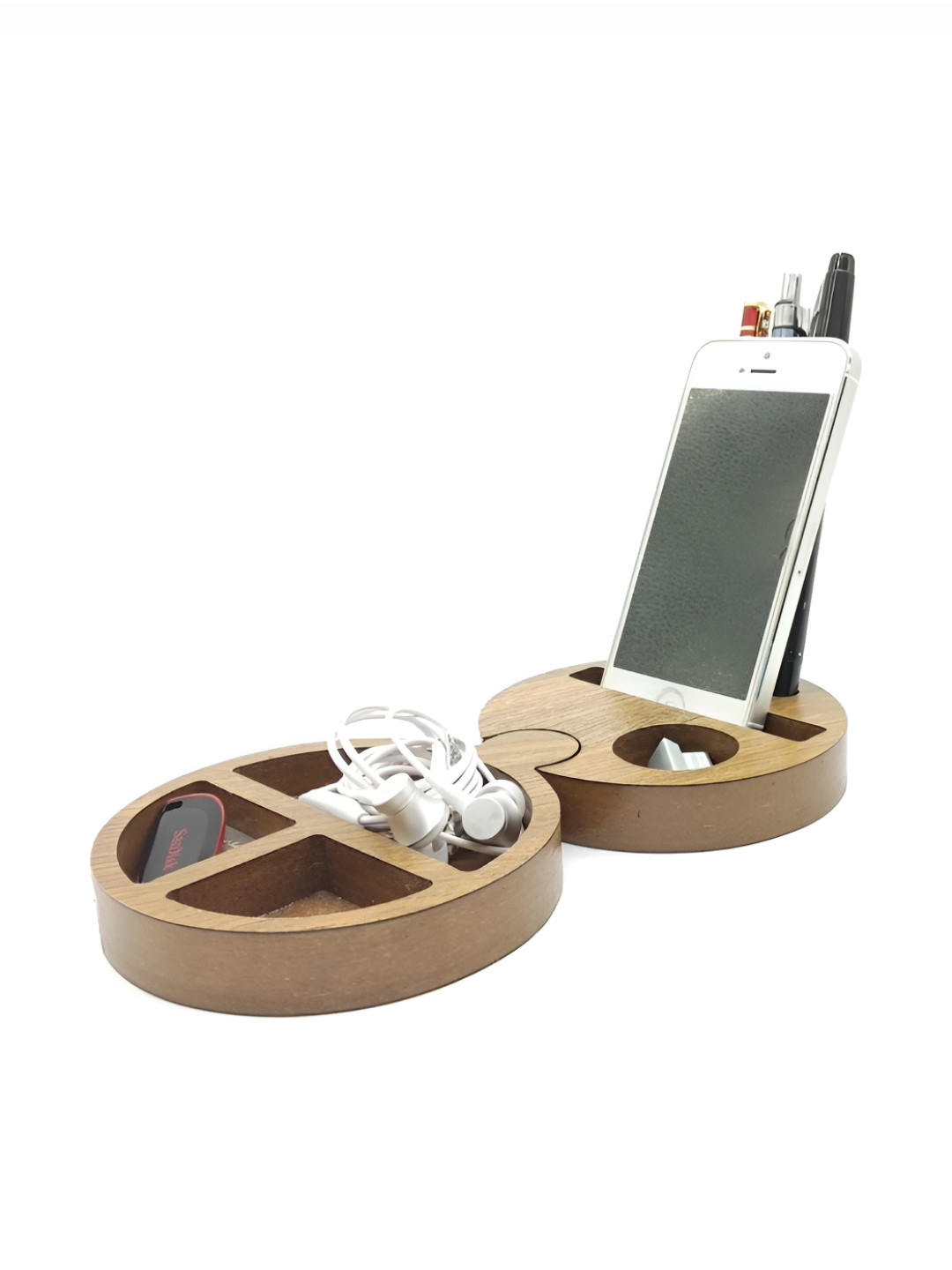 VAH Kya Bat Hai !! Brown 2 Pieces Small Docking Wooden Mobile Stand & Holder