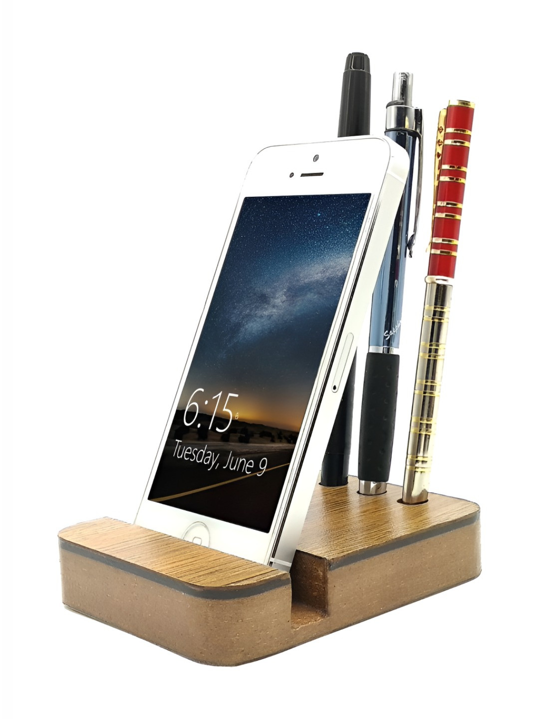 VAH Kya Bat Hai !! Brown Rectangle Wooden Mobile Stand