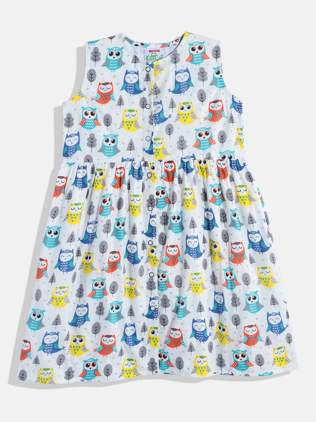 The Kaftan Company Girls Cute Owl Printed Dress
