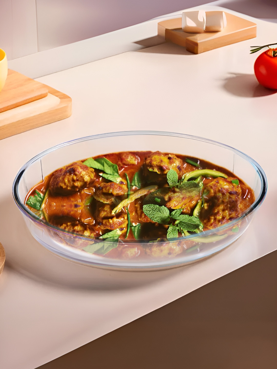 The Better Home Zeno Transparent Oval Borosilicate Glass Baking Tray 700ml