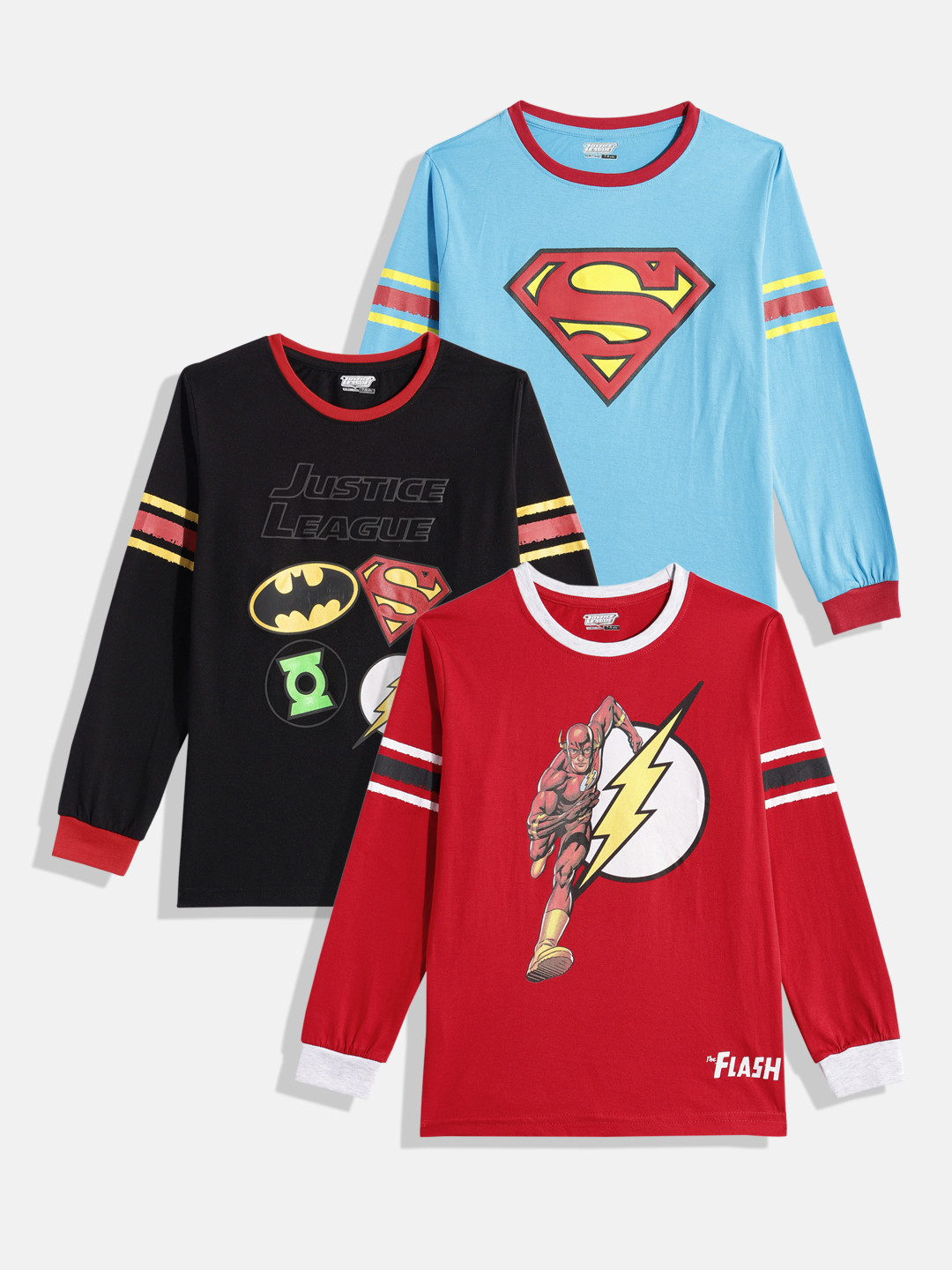 Here&Now X Game Begins Boys Pack Of 3 DC Comics Printed Pure Cotton T-shirt