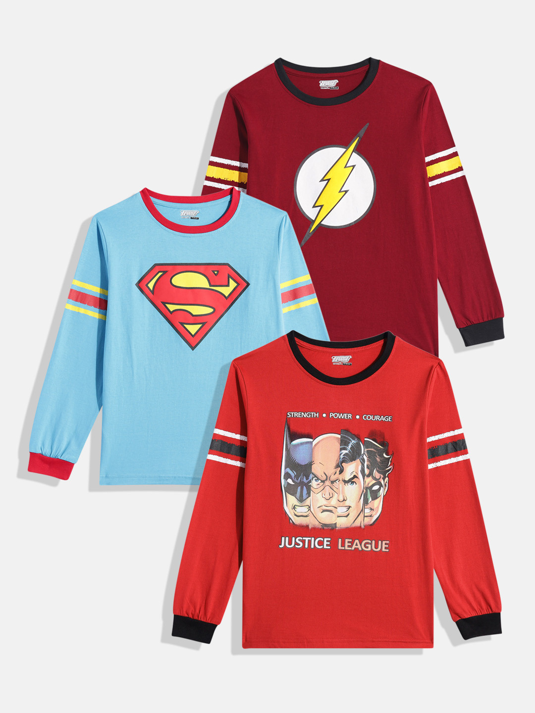 Here&Now X Game Begins Boys Pack Of 3 DC Comics Printed Pure Cotton T-shirt