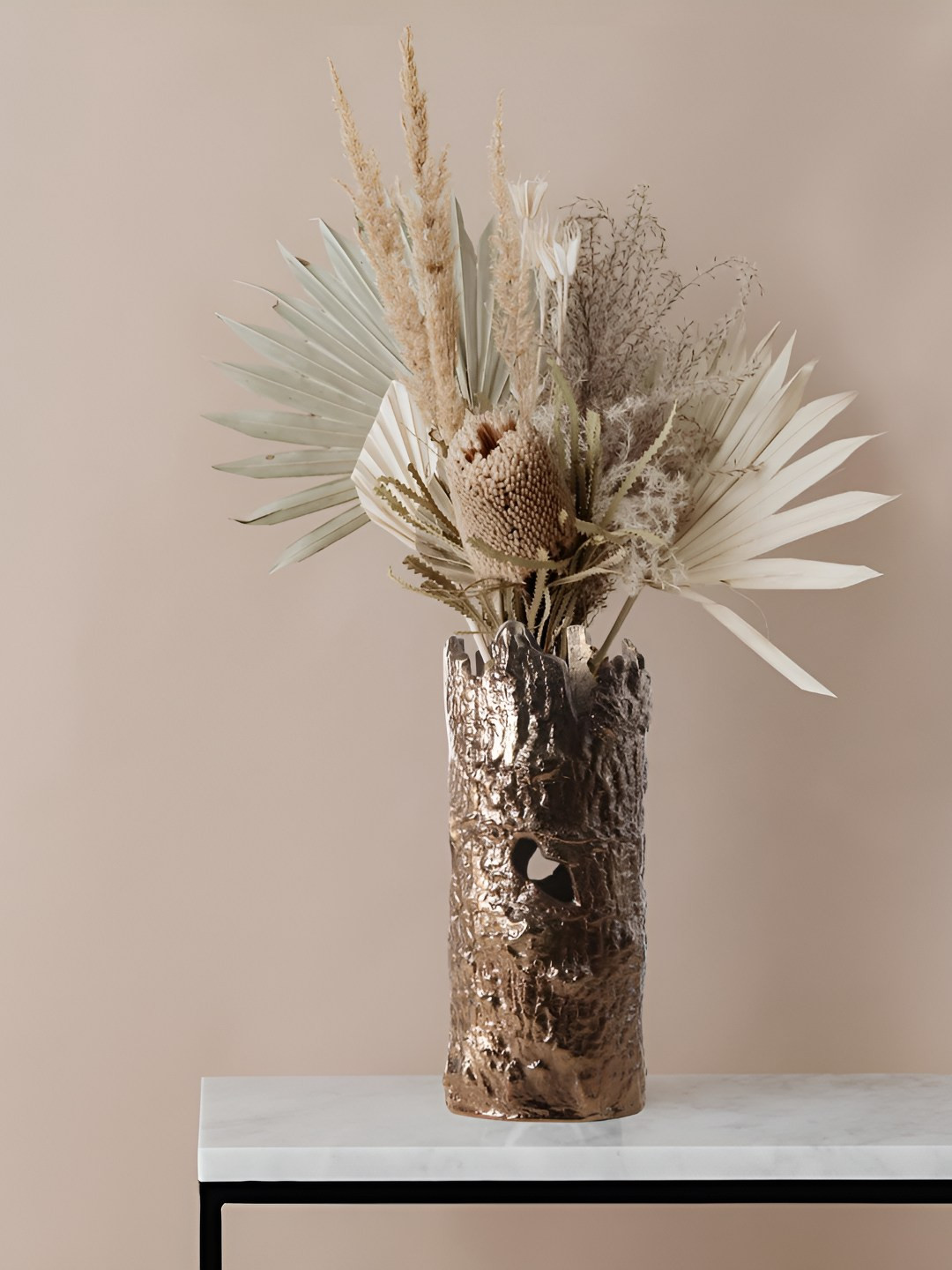 THE HOME CO. Brown Bark Shape Flower Vase
