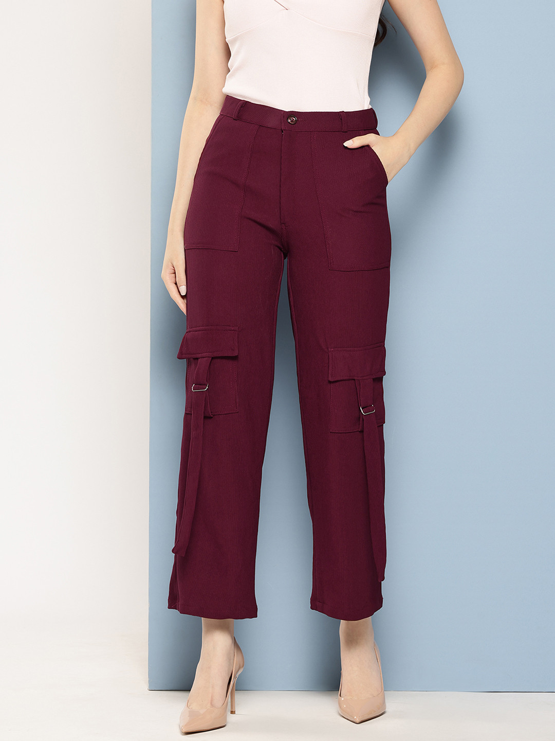 Aarika Relaxed Straight Leg Straight Fit High-Rise Cargos