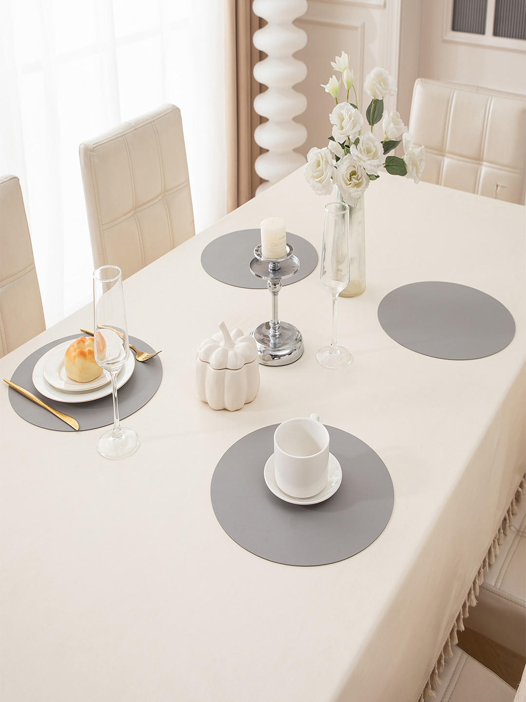 HOKIPO Grey 4 Pieces Heat Resistant Table Placemats