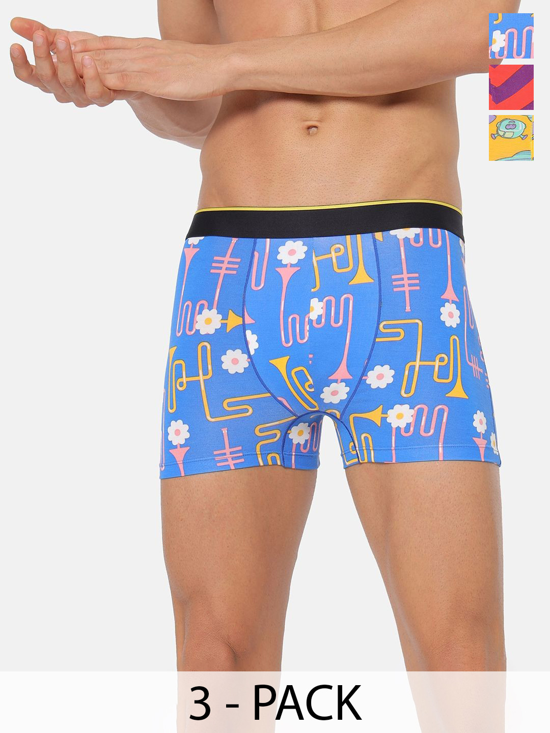 bummer Pack Of 3 Men Printed Breathability Trunks TRDBCHSPU03S