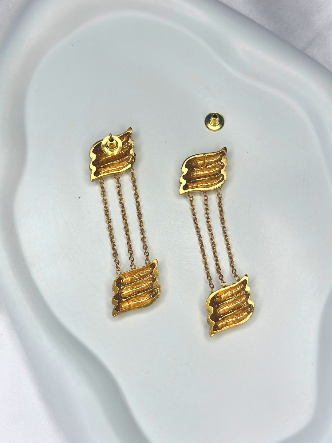 nihiraa Boozy Gold-Plated Contemporary Drop Earrings