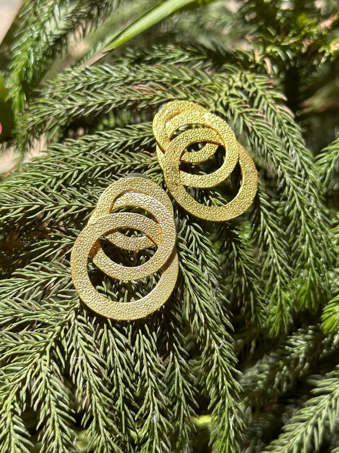 nihiraa Ring-a-Ring Gold-Plated Contemporary Studs