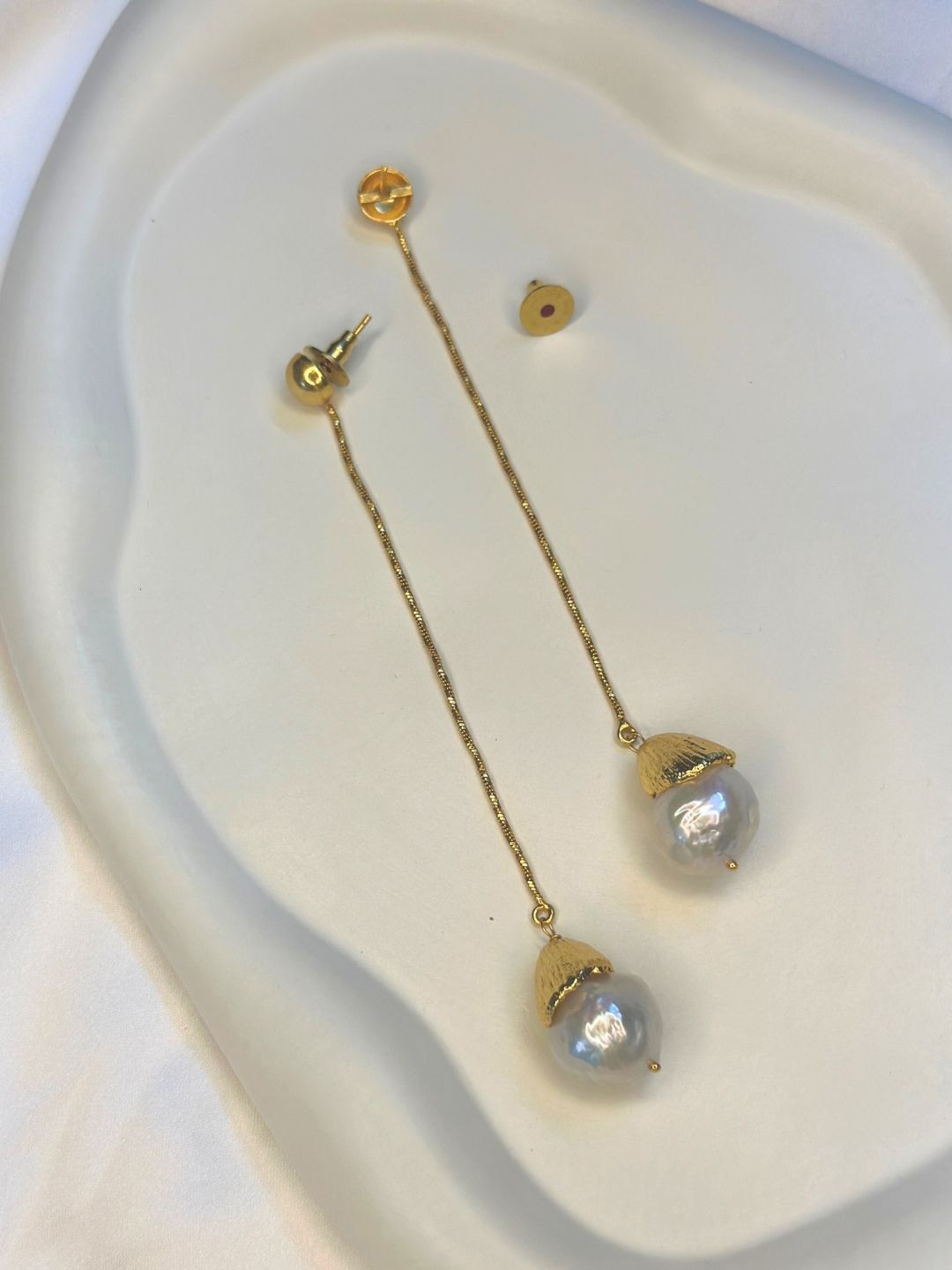 nihiraa Abha Gold-Plated Pearls Beaded Contemporary Drop Earrings