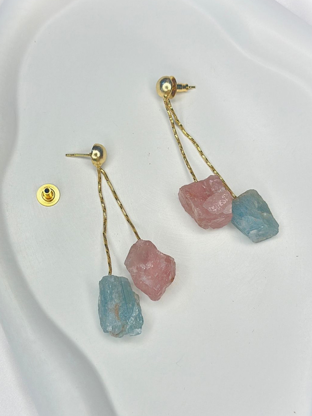 nihiraa Gold-Plated Aquamarine Drop Earrings