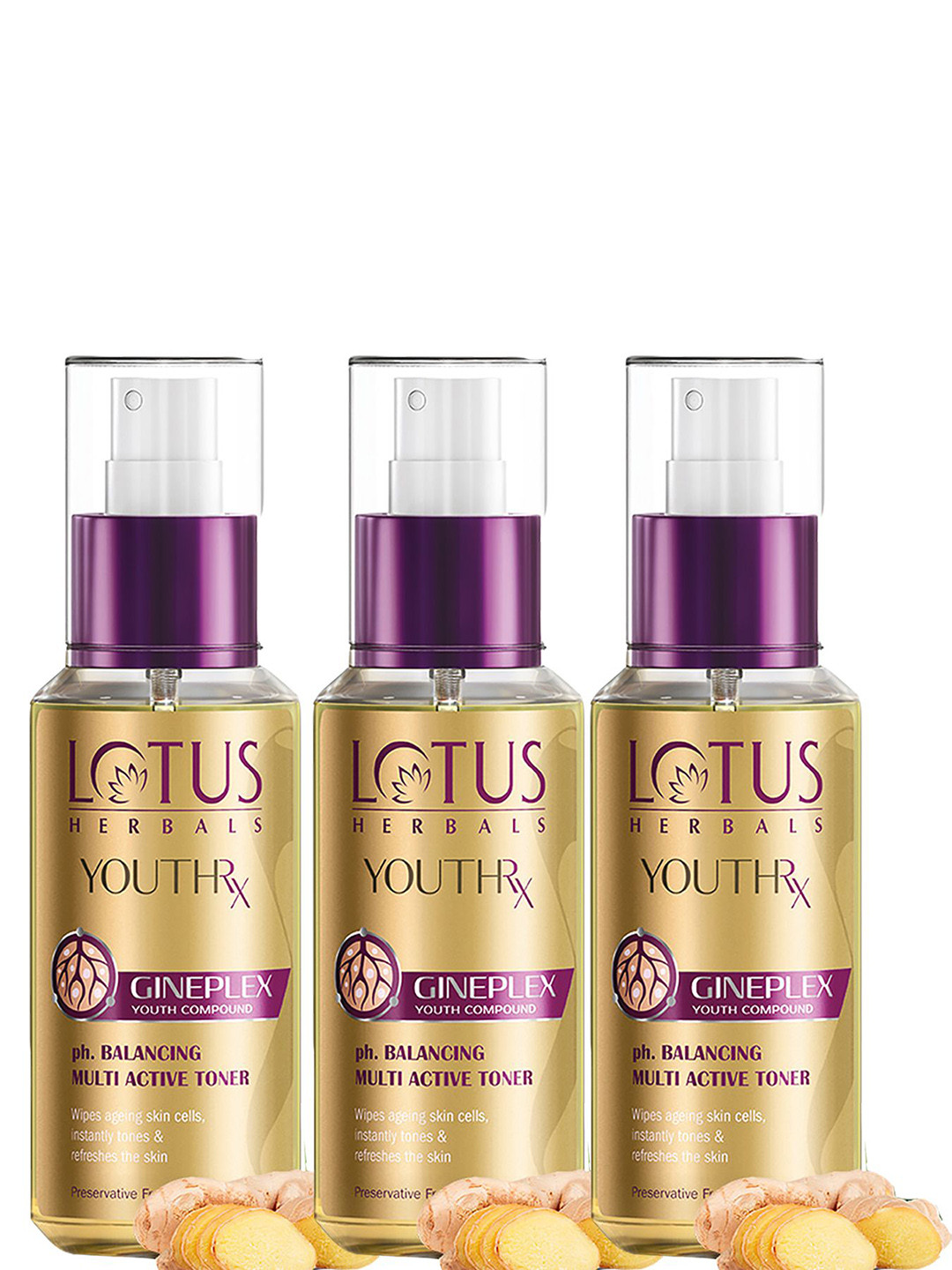 Lotus Herbals Set of 3 YouthRx pH Balancing Multi Active Toner - 100 ml each