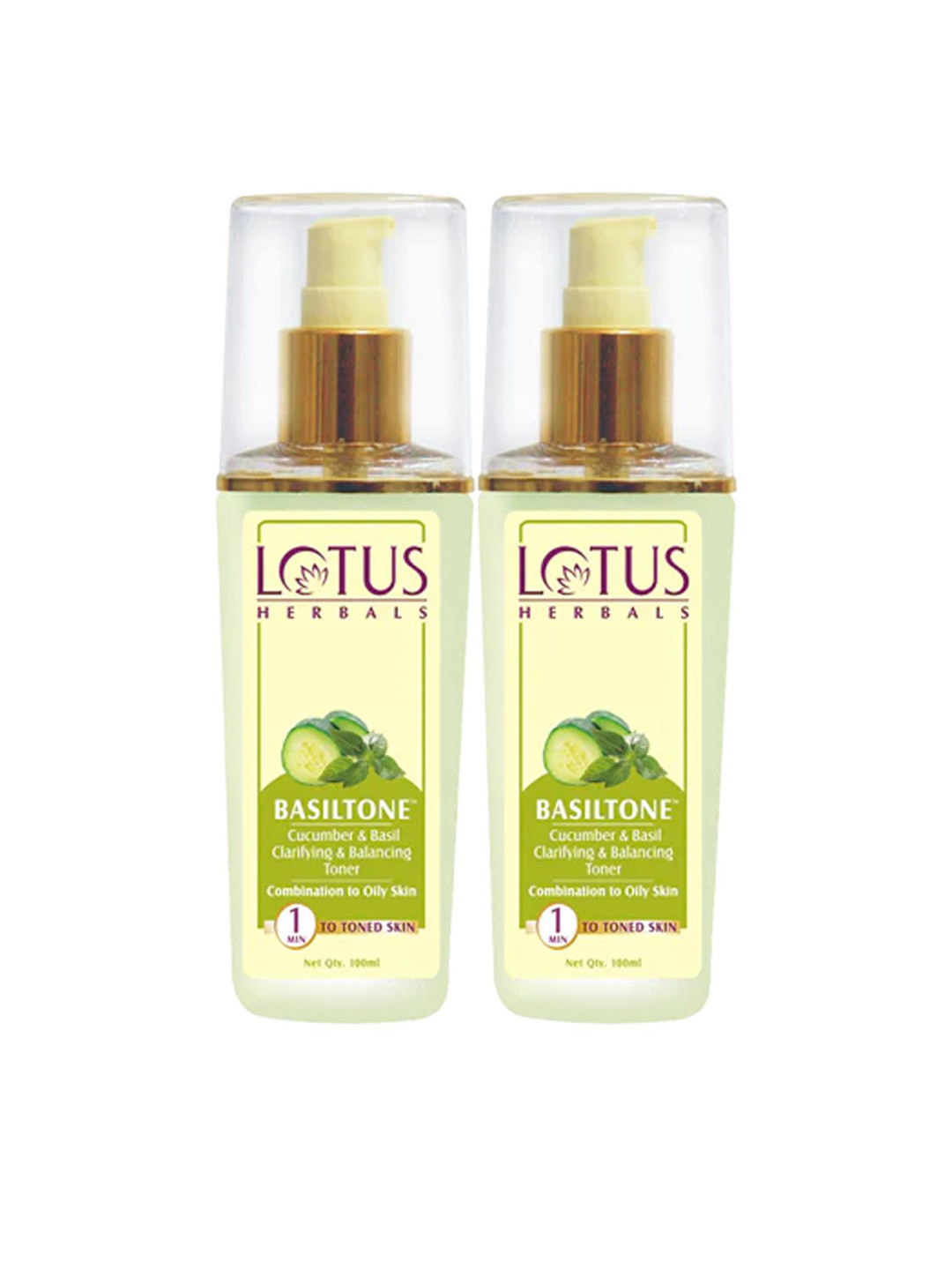 Lotus Herbals Set of 2 Basiltone Balancing Skin Toner with Cucumber - 100 ml each