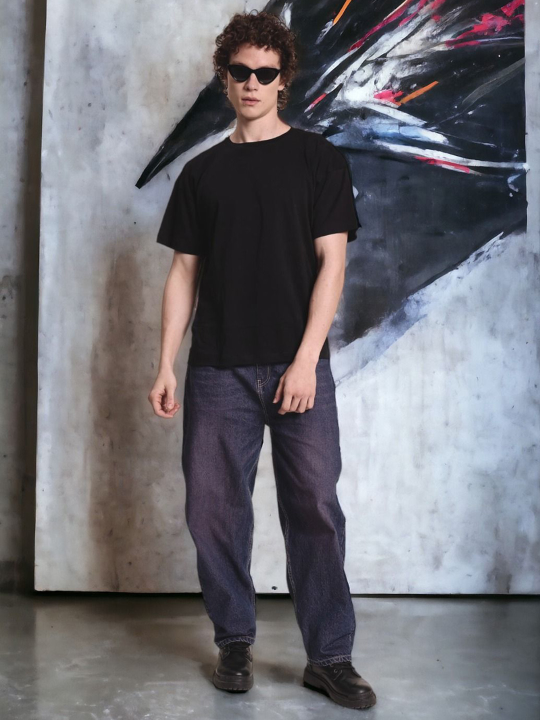 URA STREET Men Mid-Rise Tinted Washed Baggy Fit Jeans