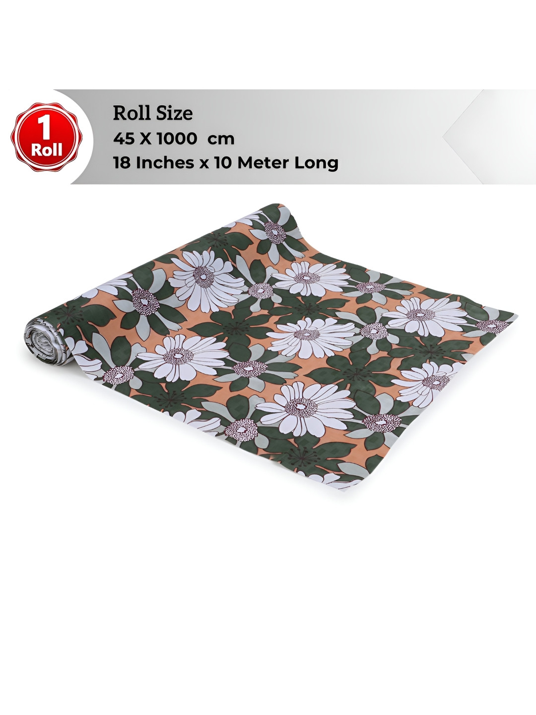 LooMantha Green & Orange Floral Printed Water Resistant Shelf Liner Organisers