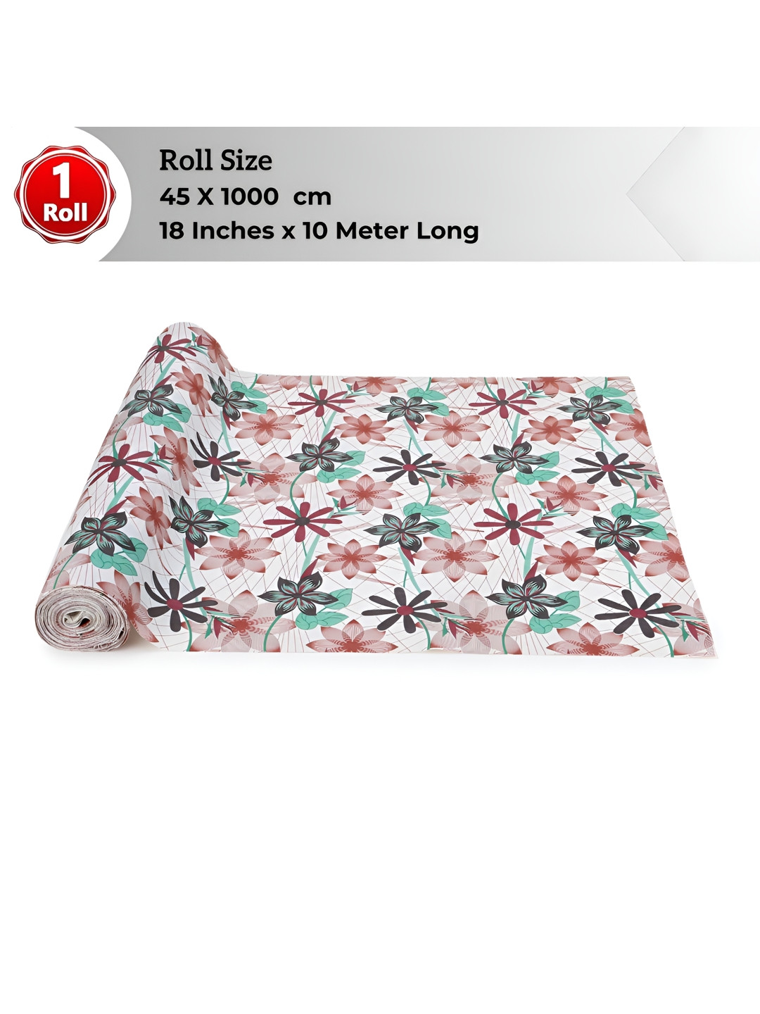 LooMantha Green & Maroon Floral Printed Water Resistant Shelf Liner Organisers