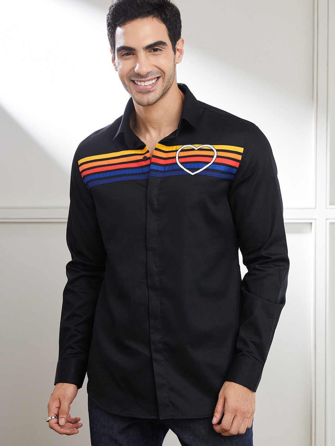 SEVENDC Men Premium Rainbow Heart Casual Shirt