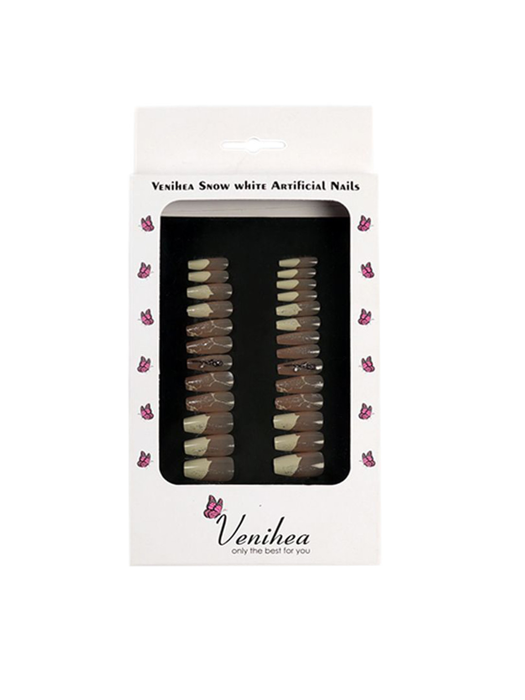 Venihea Set Of 24 Artificial Nail- Snow White