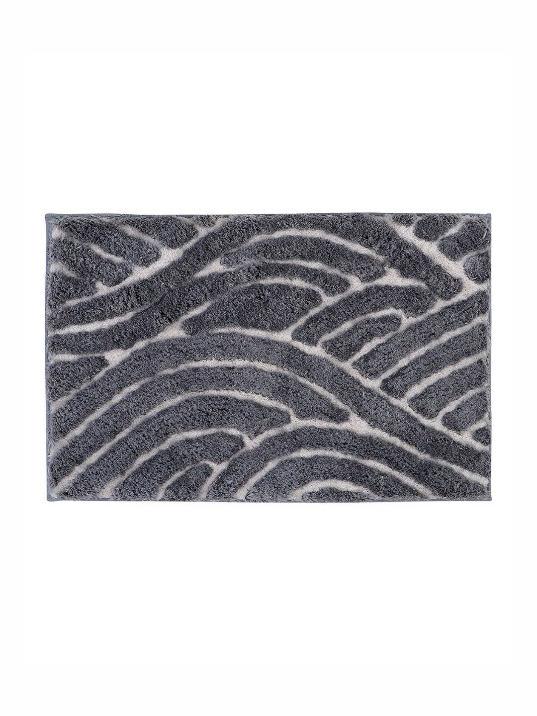 Pano Desert Grey Abstract 1800 GSM Microfiber Tufted Rectangular Anti Skid Bath Rug