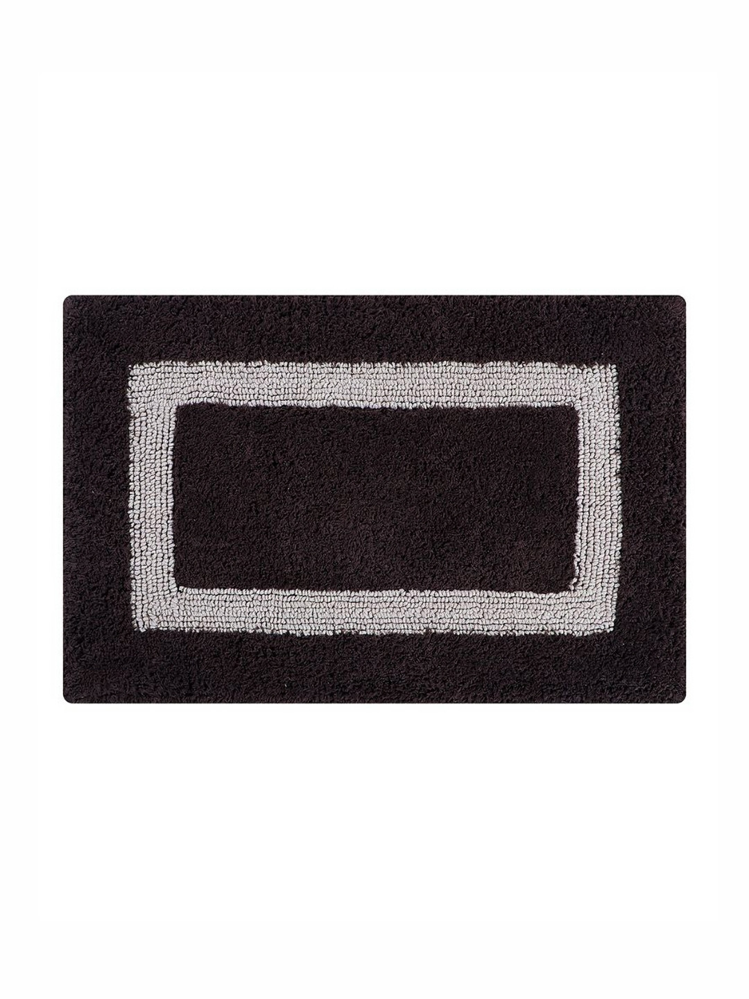 Pano Brown & Grey Geometric 2400 GSM Microfiber Tufted Rectangular Anti Skid Bath Rug