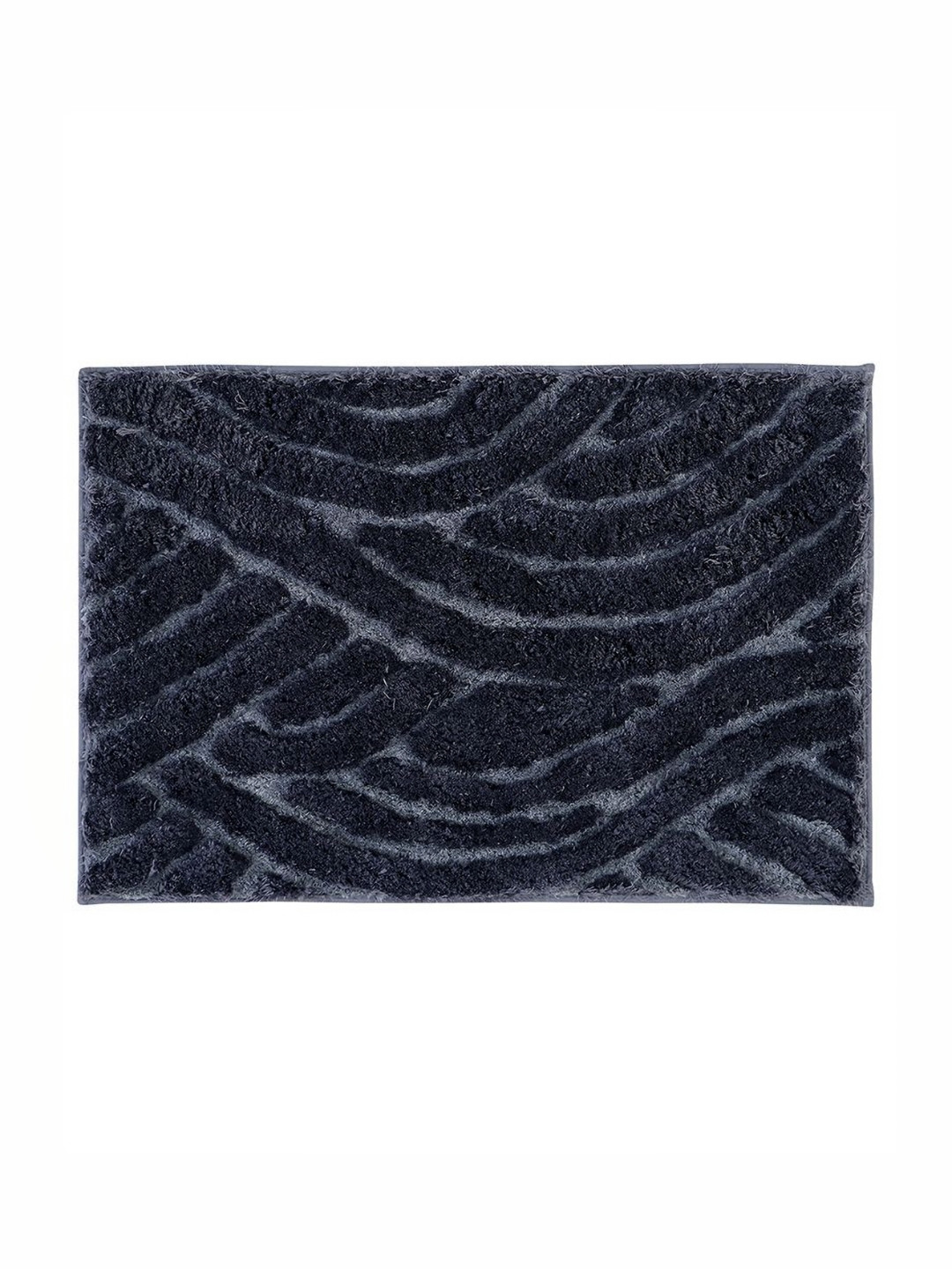 Pano Desert Charcoal Grey Self Design 1800 GSM Microfiber Tufted Anti Skid Bath Rug