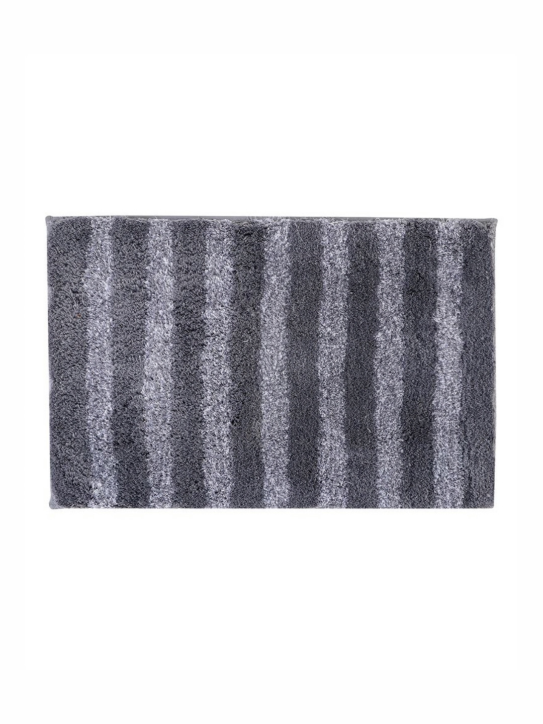 Pano Melbourne Grey Striped 1800 GSM Microfiber Tufted Rectangular Anti Skid Bath Rug