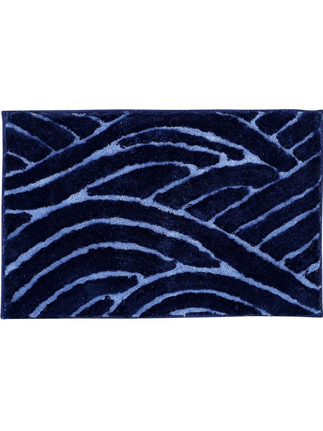 Pano Desert Navy Blue Self Design 1800 GSM Microfiber Tufted Anti Skid Bath Rug