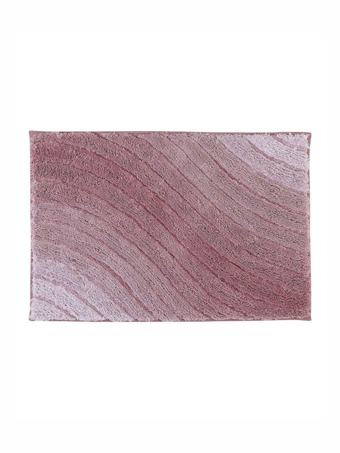 Pano Leher Pink Self Design 1800 GSM Microfiber Tufted Rectangular Anti Skid Bath Rug