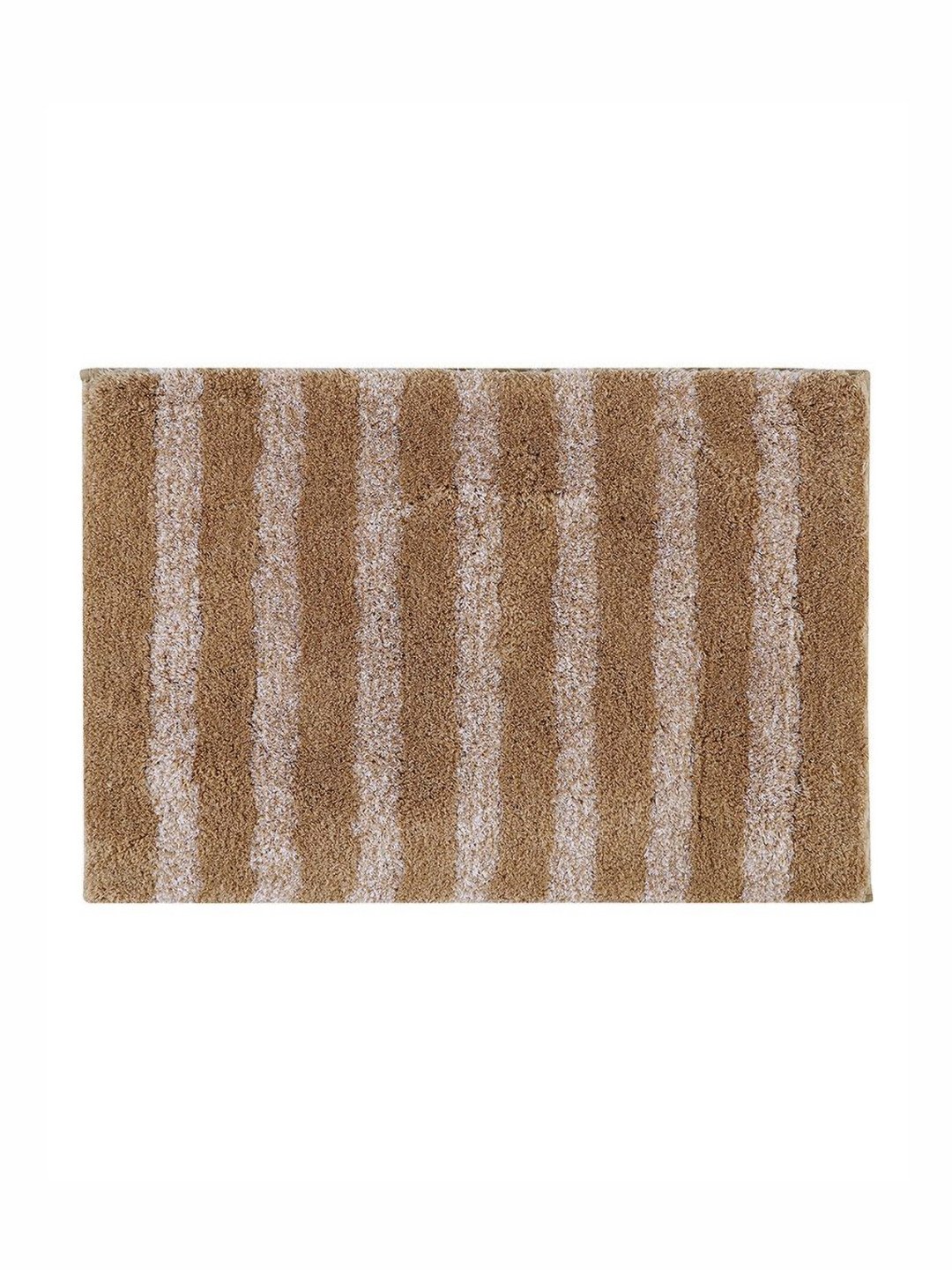 Pano Melbourne Beige & Brown Striped 1800 GSM Microfiber Tufted Anti Skid Bath Rug