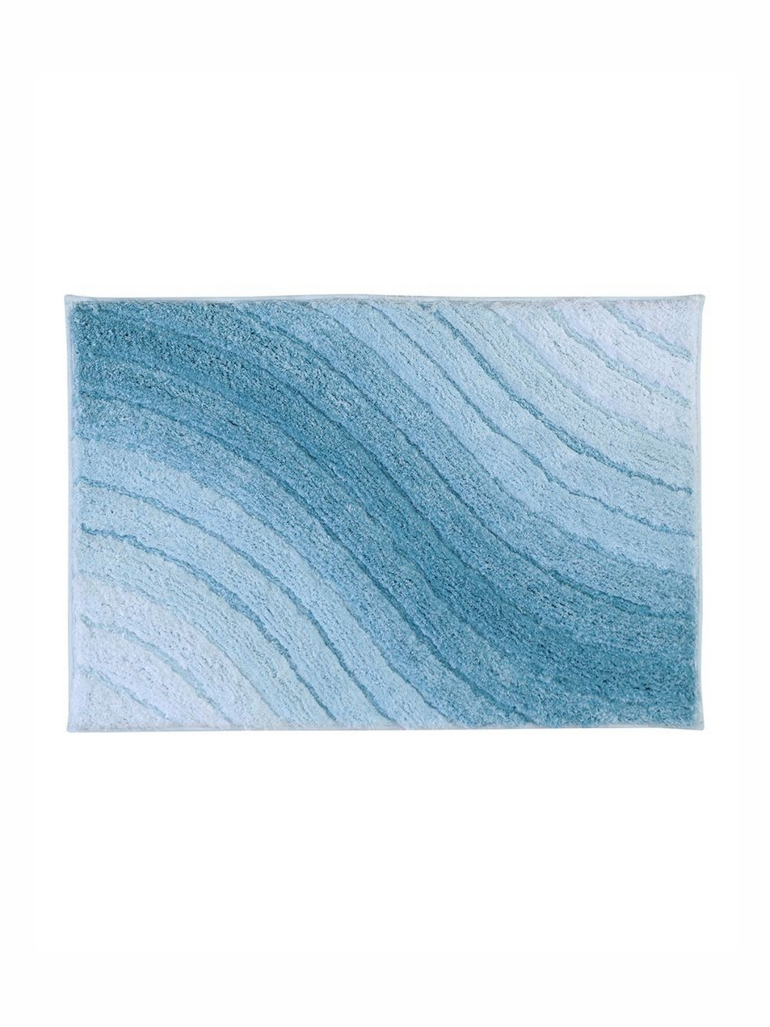 Pano Lehar Blue & White Abstract 1800 GSM Microfiber Tufted Rectangular Anti Skid Bath Rug