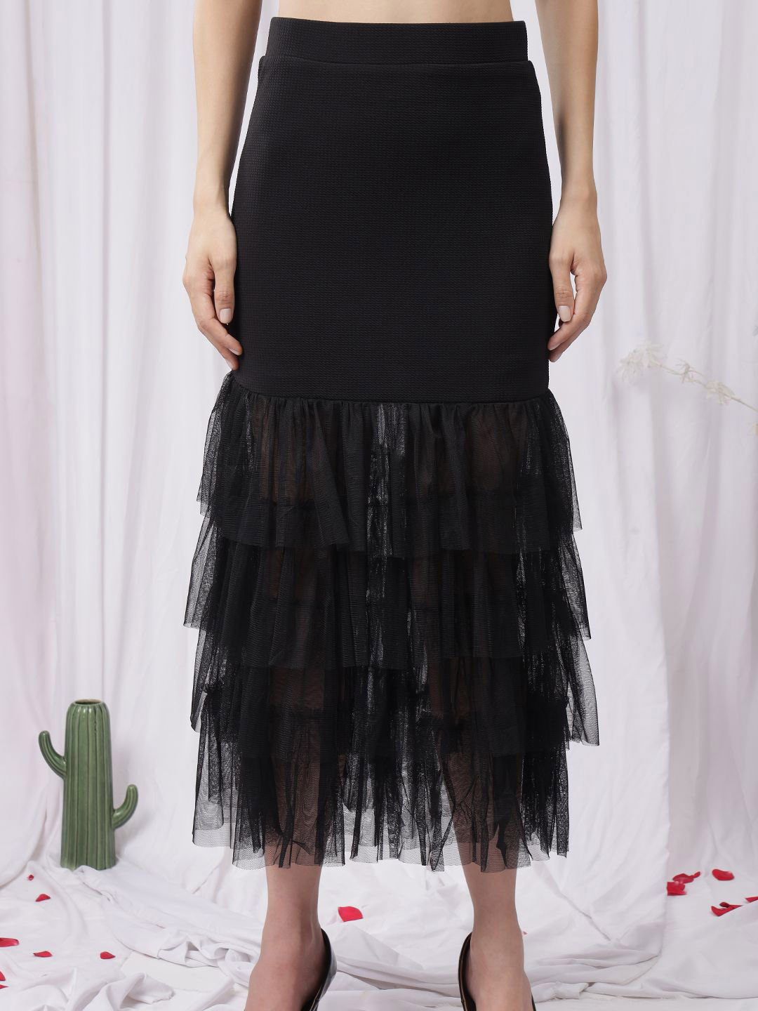 NEUDIS Layered Trumpet Midi Skirt