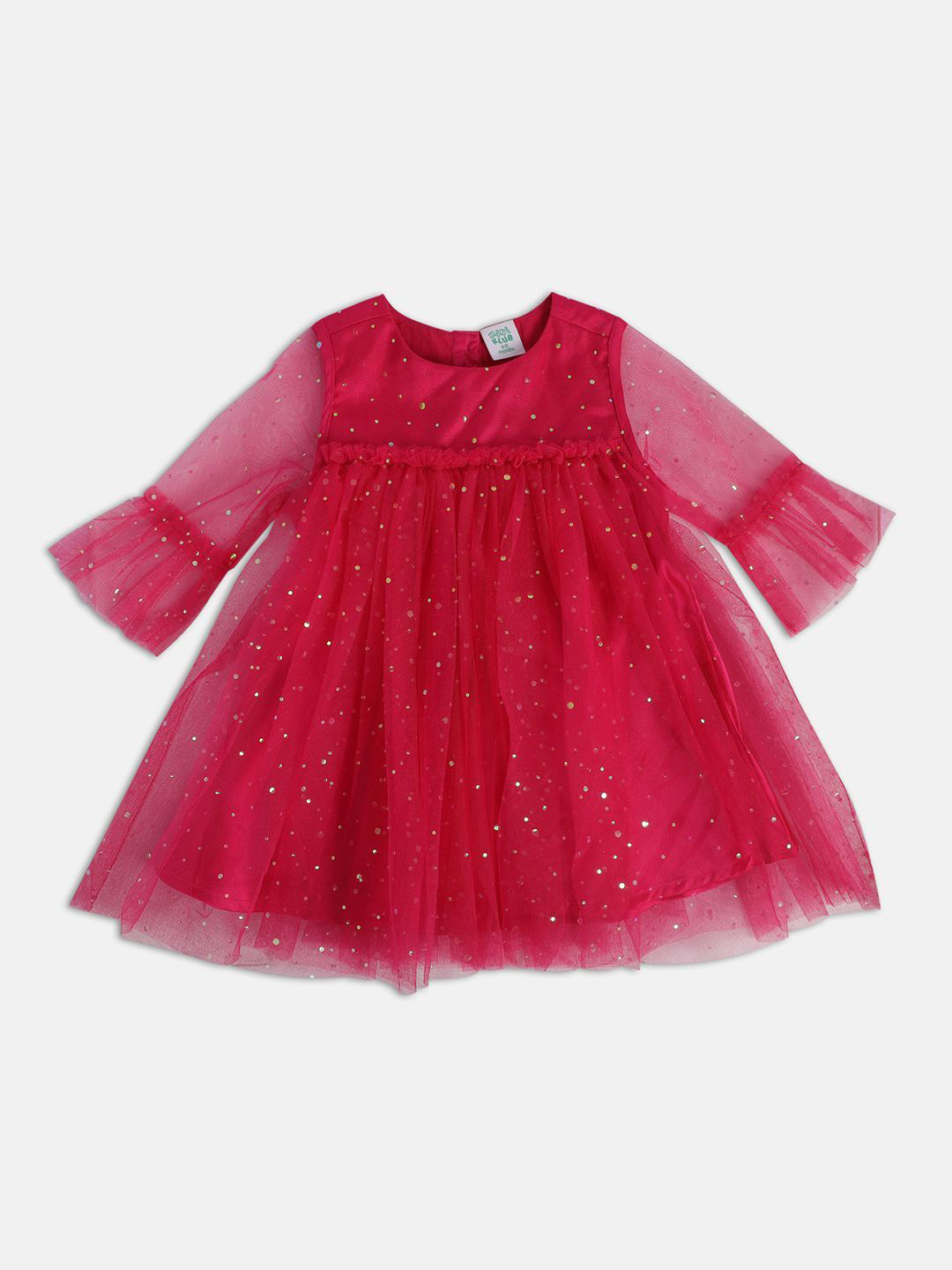 MINI KLUB Girls Embellished Bell Sleeve Fit and Flare Dress