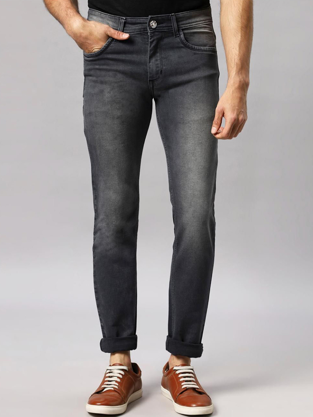 RJ Denim Men Slim Fit Mid-Rise Heavy Fade Stretchable Denim Jeans